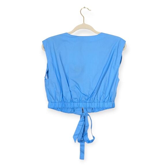 NWT Nicholas Blue Tarla Tie Hem Cotton Blouse - Picture 2 of 8